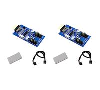 liovitor 2 x 9 pines USB cabecera macho 1 a 2 hembra extensión divisor cable adaptador USB HUB tarjeta de extensión para escritorio