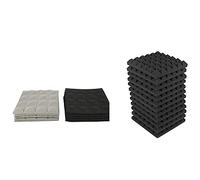 liovitor 24 paneles de espuma para insonorización, paneles de espuma de estudio de 2 x 10 x 10 pulgadas, 12 piezas negro-gris y 12 piezas negras