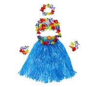 liovitor Juego de 6 pulseras hawaianas con falda de hierba de flores de Hula Lei, disfraz de fantasía - Azul