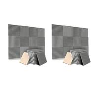 liovitor Paquete de 24 paneles acústicos autoadhesivos, paneles de espuma a prueba de sonido, paneles de pared de insonorización de alta densidad para el hogar (gris)