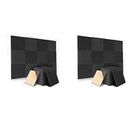 liovitor Paquete de 24 paneles acústicos autoadhesivos, paneles de espuma a prueba de sonido, paneles de pared de insonorización de alta densidad para el hogar (negro)