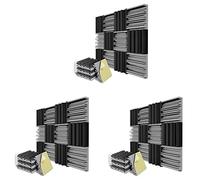 liovitor Paquete de 36 paneles de espuma autoadhesivos a prueba de sonido, espuma acústica de 12 x 12 x 2 pulgadas, para pared, hogar, estudio