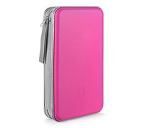 LIOVODE Estuche CD portátil Funda para CD plástico Organizador para Coche | estuche para cd y dvd, fundas antideslizantes, diseño ahorra espacio, asa de transporte, carcasa de plástico rígido