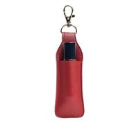 Lip Balm Holder Sleeve - Small Leather Lip Cream Pouch Keyring, Leather Lipstick Keychain, Portable Lipstick Holder Pouch Fits More Standard Round And Square Tube Lipsticks, Lip Gloss, Red, Consulte