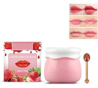 Lip Balm Honey Pot,Honey & Strawberry Day and Night Repair Lip Sleeping Masks Honey Lip Balm,Fade Lip Lines Bee Balm Lip Balm,Hydrating & Prevention Dry (Pink)