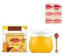 Lip Balm Honey Pot,Honey & Strawberry Day and Night Repair Lip Sleeping Masks Honey Lip Balm,Fade Lip Lines Bee Balm Lip Balm,Hydrating & Prevention Dry (Yellow)