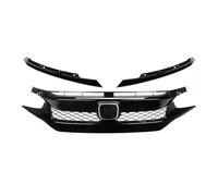 Lip Delantero para Civic 10th Gen 2016-2021 Parrilla Delantera Racing Grill Net Coche Rejilla Divisor Parachoques Superior Capó Spoiler Delanteros(19-20 TR Type 1)