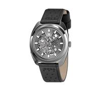 Lip General De Gaulle 39 Reloj Hombre Automático Acero Gris Cuero Negro 671381, correa