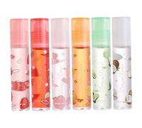 Lip Gloss 6pcs/Set temas de fruta transparente transparente plumer de brillo hidratante aceite nutritivo nutritivo bálsamo portátil duradero, regalos para niñas y mujeres..