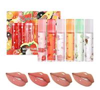 Lip Gloss 6pcs/Set temas de frutas transparentes labios transparente glosator hidratante nutrimiento de aceite labial nutritivo de larga duración, regalos para niñas y mujeres, brillo de labios