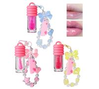 Lip Gloss Keychain - 3 Piece Glitter Lip Shine, Portable Moisturizing Set