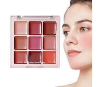 Lip Gloss Palette, 9-Color Lip Sets, Long-Lasting Non-Sticky Matte Plumper Party Makeup .85gx9, Professional Care for All Occasions, Skin Tone Friendly