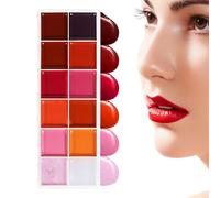 Lip Gloss Palette, Makeup Eyeshadow Palette, 12 High-Pigment Colors, Hydrating Long-Lasting Waterproof Formula, Vibrant Shades for Teens and Women, Perfect for Travel and Daily Use, 5.5x15.5cm
