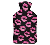 Lip Kiss - Botella de agua de goma con cubierta de felpa suave, bolsa de agua caliente para invierno, manos y pies, protección contra el frío, 1000 ml