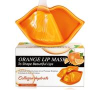 Lip Mask, 20 Pcs Colágeno Mascarilla Labios, Lip Sleeping Mask, Almohadillas Labiales Hidratantes, Mascarilla Labial Para el Cuidado de Los Labios, Adecuado Para Labios Secos y Agrietados (Naranja)