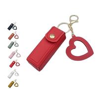 Lip Oil Keychain - Mirror & Oil 2-in-1, cordialk Mini Lipstick Holder Keychain with Mirror, Travel Lip Balm Storage Case (Red)