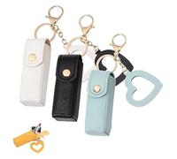 Lip Oil Keychain - Mirror & Oil 2-In-1,Mini Lipstick Case with Keychain and Heart Pendant,PU Leather Potable Lip Gloss Holder(MIX C)