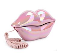Lip Phone Teléfonos Fijos, Teléfono de Escritorio Lip Phone Teléfono con Cable de Moda con Función de Memoria para la Decoración de la Oficina en el Hogar Regalo para Niñas
