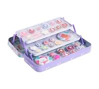 Lip Smacker 3-Tier Lip & Face Tin Gift Set, Lata de Labios y Rostro de 3 Niveles, Conjunto de Brillos de Labios, Sombras de Ojos, Sabores y Tonos para Niños, Clips de Cabello y Aplicador de Maquillaje