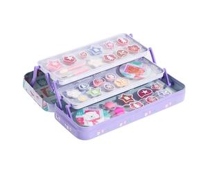 Lip Smacker 3-Tier Lip & Face Tin Gift Set, Lata de Labios y Rostro de 3 Niveles, Conjunto de Brillos de Labios, Sombras de Ojos, Sabores y Tonos para Niños, Clips de Cabello y Aplicador de Maquillaje