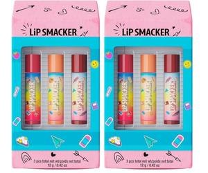 Lip Smacker, Back to School Collection, Eraser Box Lip Balm Trio, Set de 3 Bálsamos Labiales para Niñas y Niños, Set de Regalo con el Tema de la Vuelta al Cole en una Caja con Forma de Borrador