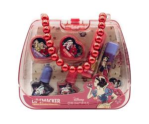 Lip Smacker Blancanieves White Tote Bag Set, Set de 8 Piezas de Maquillaje Infantil con Bálsamos Labiales, Esmalte de Uñas, Cremas Brillantes y Accesorios en un Bonito Neceser Regalo Princesas Disney