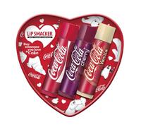 Lip Smacker Coca-Cola Heart Lip Balm Set, 3 Bálsamos Labiales para Niños con Sabor Original Coca-Cola, Fórmula Transparente e Hidratante