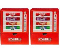 Lip Smacker, Coca Cola - Juego de bálsamo labial para máquina expendedora, paquete múltiple de bálsamos labiales para niños, 4 sabores, Coca-Cola, Cherry Cola, vainilla, Sprite (Paquete de 2)