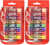 Lip Smacker Coca Cola Party Pack, Set de 8 Bálsamos Labiales Surtidos con Sabores Auténticos de Coca-Cola, Fanta y Sprite (Paquete de 2)