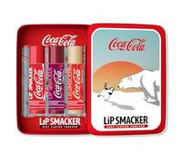 Lip Smacker Lip Balm Tin Trio, Set de Regalo de 3 Bálsamos Labiales para Niños, Edición Especial Coca-Cola, Hidratantes y Fáciles de Aplicar, con Aceite de Semillas de Ricino, Coca-Cola