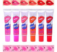 Lip Stain Peel Off 12 Pcs Lip Tattoo Peel Reveal Impermeable Lipgloss Tattoo Magic Color Lip Gloss Sets Mujeres Peel Off Lip Stain Romantic Bear Tattoo Lip Gloss Setcon Con Mascarilla Labial