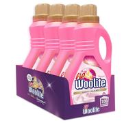 Lip Woolite - Detergente para lavadora de lana y delicados, 25 lavados, 4 paquetes de 1500 ml de detergente para lavadora líquida y delicada con queratina