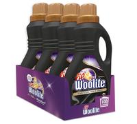 Lip Woolite - Detergente para lavadora de ropa oscura, negra y vaquera, 25 lavados, 4 paquetes de 1500 ml de detergente para lavadora líquida con queratina