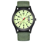 Lipeed Reloj de pulsera para hombre, calendario, luz LED, tela de lona, correa de cuarzo, analógico, reloj deportivo, 1 elegante cinturón de nailon, calendario de cuarzo, reloj deportivo para