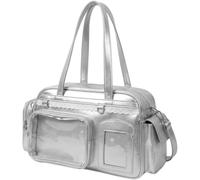 Lipfer Bolso Ita Transparente, Bolso De Mano Ita para Concierto Y2k, Bolso De Hombro Grande De PU, Bolso Cruzado para Exhibición De Insignias DIY para Mujer.