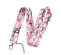 Lipfer Cordas De Sakura, Titulares De Insignias De Cherry Blossom para Insignias De Identificación, Rosa, Regalos del Día De Madre, con Cierre De Plata para Llaves, USB, Teléfono Celular