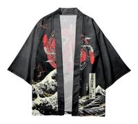 Lipfer Kimono Japonés para Hombre, Ropa De Calle, Cárdigan para Mujer, Tops Haori Yukata, Bata, Ropa con Estampado De Luna Y Sol, Kimono Japonés para Playa