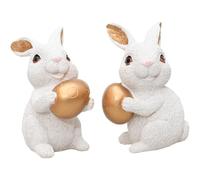 Lipfer Paquete De 2 Figuras Decorativas De Conejo De Pascua, Resina De Primavera, Estatua Familiar De Conejo, Adorno De Mesa, Regalo De Festival para Jardín, Hogar, Mesa, Oficina, Comedor, Manto,