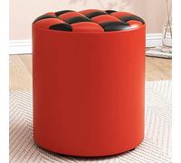 LIPJIA Elegante reposapiés Redondo de Cuero para Sala de Estar y Dormitorio, Rojo y Negro (31 x 35 cm). Taburete versátil para Cambiar Zapatos y Vestir, decoración del hogar.