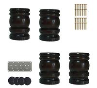 LIPJIA Patas para Mesas Juego de 4 Patas de Madera Maciza con Accesorios de Montaje, Patas Redondas de Repuesto para Armario, otomana, Mesa de Centro, cómoda, sofá Cama, loveseat (Negro, 8 cm)