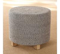 LIPJIA Reposapiés otomano Redondo Gris de Hilo de algodón para Dormitorio y Sala de Estar, versátil Taburete para Cambiar Zapatos, 36 x 31 cm, decoración Moderna para el hogar.