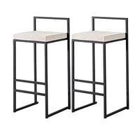 LIPJIA Taburete de Desayuno de 66 cm con cojín de Franela Suave, Silla de Cocina Sencilla en Amarillo, Gris y Blanco, Ideal para Bares y comedores.