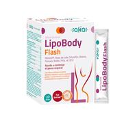 LipoBody Flash- Morosil™, Ortosifón, Abedul, Boldo, Piña, Pomelo, Nuez Cola y Vitamina B12- Bajar de peso, perder grasa cintura y caderas- 20 sticks, polvo masticable sabor fresa- Sakai Laboratorios