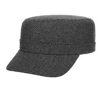 LIPODO Armycap Herringbone - Gorra con Visera para Hombre/Mujer - Gorra de Lana - Look Militar - Gorra Deportiva para otoño/Invierno Negro-Gris Talla única