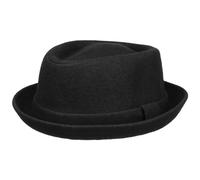 LIPODO Diamond Crown Pork Pie Sombrero de Fieltro Mujer/Hombre - con Lana - Sombrero Moderno de Invierno - Otoño/Invierno - Porkpie con Forro Interior - Fedora Negro M (56-57 cm)