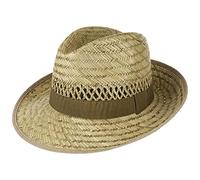 Lipodo Ernte Sei Dank Sombrero Paja Hombre - Clásico Bogart - 100% Natural - Agradable ala Ancha 7 cm - Cinta Oliva - Primavera Verano - Italia - Unisex - Tallas 55-61 cm - Sombrero Paja