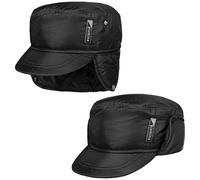 LIPODO Gorra Militar con Orejeras Piumino Hombre - de Invierno Visera, Orejeras, Forro otoño/Invierno - M (56-57 cm) Negro