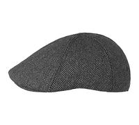 LIPODO Gorra Plana, Hombre - Gorra con Visera y diseño en Espiga - Gorra de Caballero en Negro-Gris y Negro-Azul - Parte Trasera con Cinta elástica - Gorra con Forro Negro-Gris M (57-58 cm)