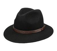 LIPODO Sombrero de Lana Kentucky, Hombre - Sombrero de Lana 100% - Sobrero de Fieltro Fabricado en Italia - Sombrero Traveller con Cinta de Cuero Negro XL (60-61 cm)