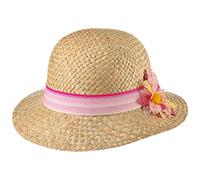 LIPODO Sombrero de Niña Sandra Niño - Made in Italy Playa Sol con Banda Grosgrain Verano Primavera/Verano - 55 cm Natural